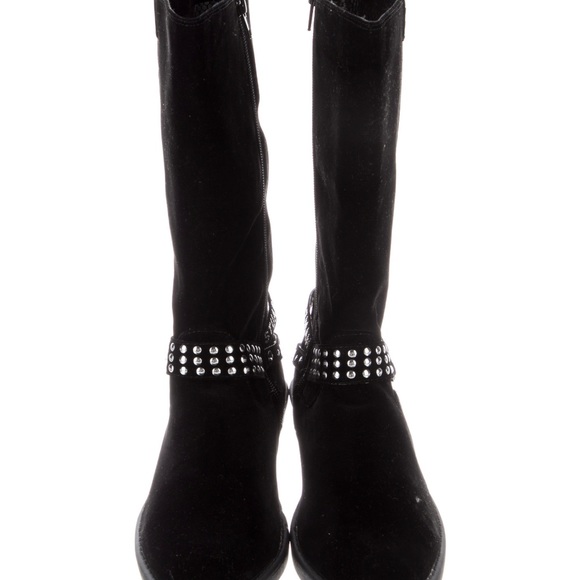 NIB Stuart Weitzman Black Suede Saloon Women's Boots - Size 5 - Picture 5 of 11